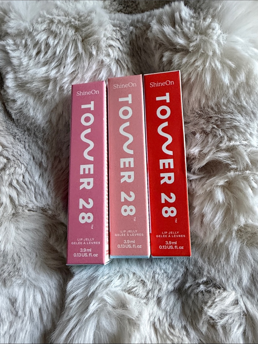 Tower 28 ShineOn Lip Jelly Trio — Hot Pink, Light Pink, Red